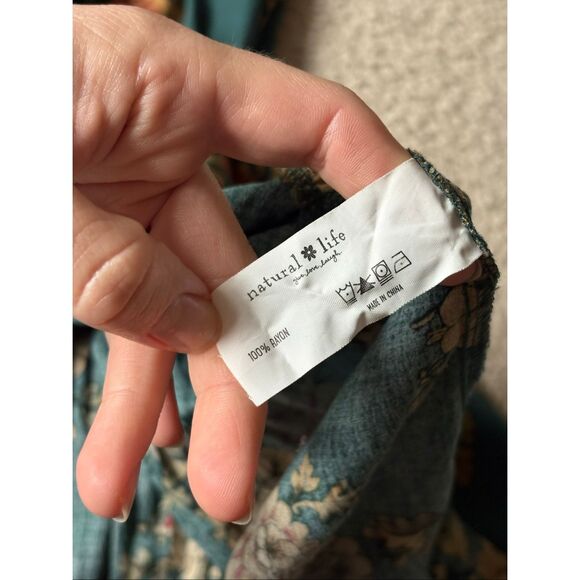 Natural Life Rebecca Midi Dress size XL Green  Teal Orange Clusters - Picture 12 of 12